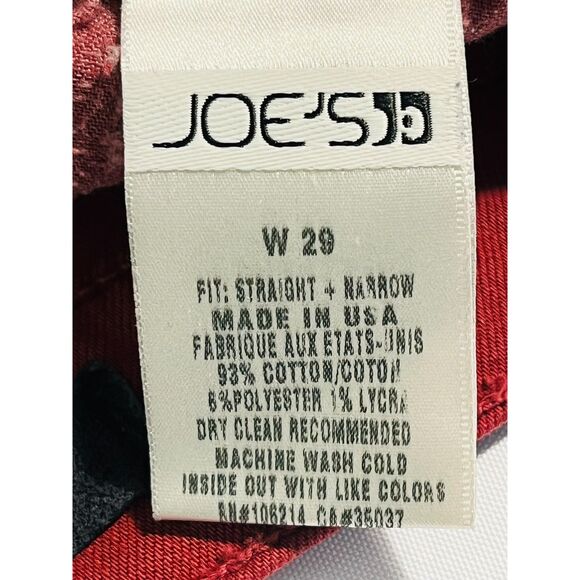 Joe's Jeans Maroon Denim Straight and Narrow Jeans 29 Waist Womens 8 - Picture 9 of 10